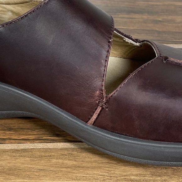 Alegria Kaitlyn Womens Size EU 38 Shoes Gravy Pull Up Leather Mary Jane Clogs - Picture 12 of 16